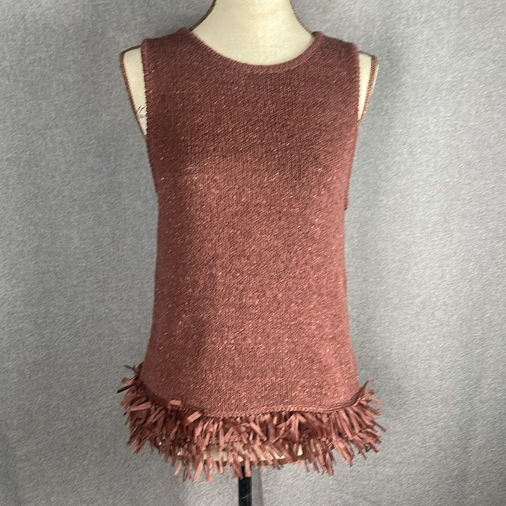 Ann Taylor Woman’s M NWT Knit Tank Top With Fringe (brown) 566